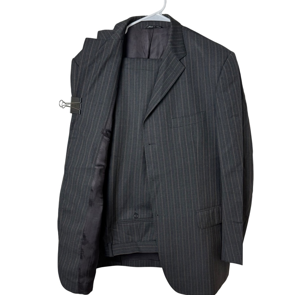 Zanieri‎ Suit Men 42R W36 Grey Pinstripe Reda Super 100s Wool Made in Italy